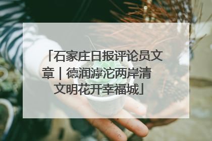 石家庄日报评论员文章｜德润滹沱两岸清 文明花开幸福城