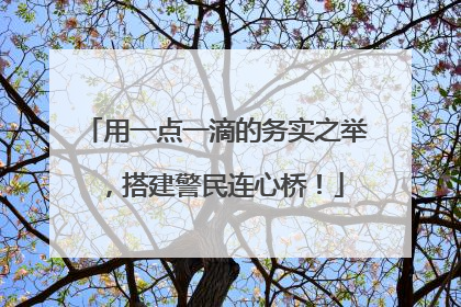 用一点一滴的务实之举，搭建警民连心桥！
