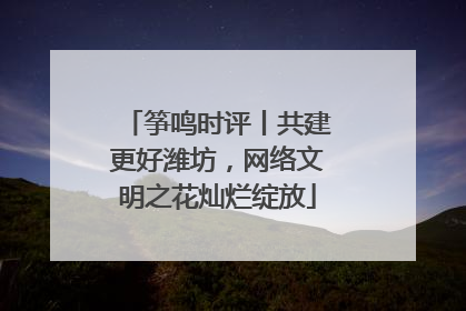 筝鸣时评丨共建更好潍坊，网络文明之花灿烂绽放