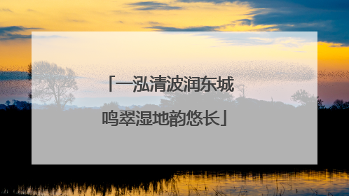 一泓清波润东城 鸣翠湿地韵悠长