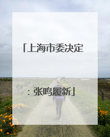 上海市委决定：张鸣履新