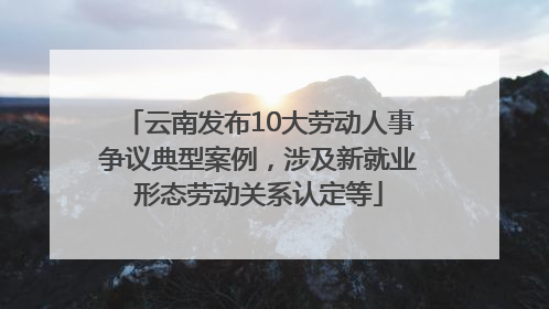 云南发布10大劳动人事争议典型案例，涉及新就业形态劳动关系认定等