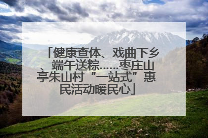 健康查体、戏曲下乡、端午送粽……枣庄山亭朱山村“一站式”惠民活动暖民心