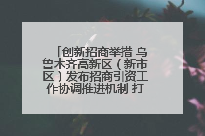 创新招商举措 乌鲁木齐高新区（新市区）发布招商引资工作协调推进机制 打造投资发展新高地