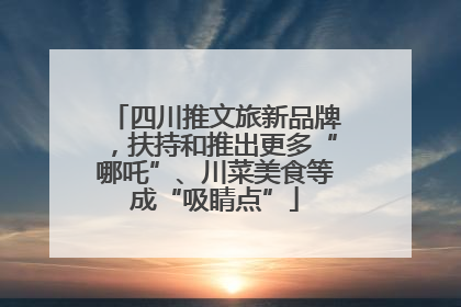 四川推文旅新品牌，扶持和推出更多“哪吒”、川菜美食等成“吸睛点”
