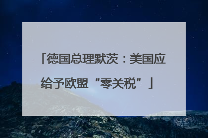 德国总理默茨：美国应给予欧盟“零关税”