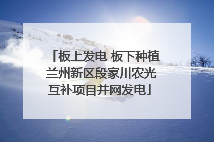 板上发电 板下种植 兰州新区段家川农光互补项目并网发电
