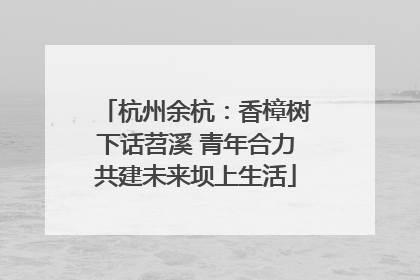 杭州余杭：香樟树下话苕溪 青年合力共建未来坝上生活
