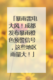 暴雨雷电大风！成都发布暴雨橙色预警信号，这些地区雨量大！
