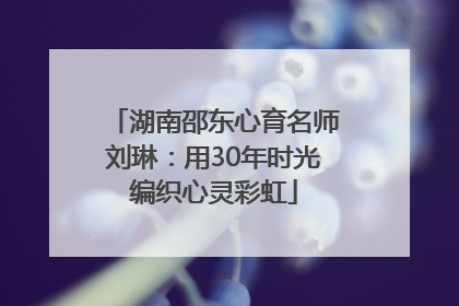 湖南邵东心育名师刘琳：用30年时光编织心灵彩虹