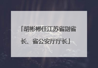 胡彬郴任江苏省副省长、省公安厅厅长