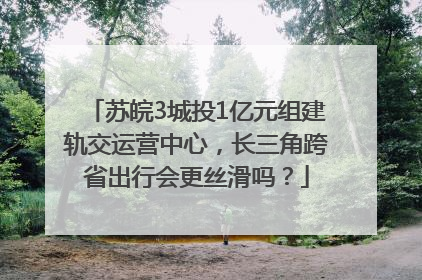 苏皖3城投1亿元组建轨交运营中心，长三角跨省出行会更丝滑吗？