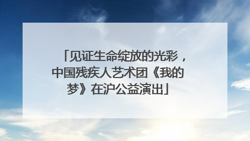 见证生命绽放的光彩，中国残疾人艺术团《我的梦》在沪公益演出