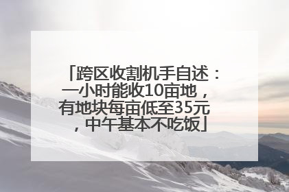 跨区收割机手自述：一小时能收10亩地，有地块每亩低至35元，中午基本不吃饭