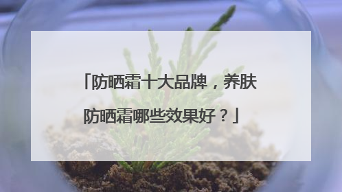 防晒霜十大品牌，养肤防晒霜哪些效果好？