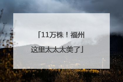 11万株！福州这里太太太美了