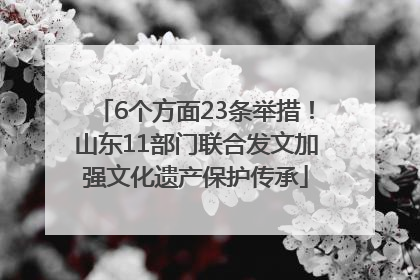 6个方面23条举措！山东11部门联合发文加强文化遗产保护传承